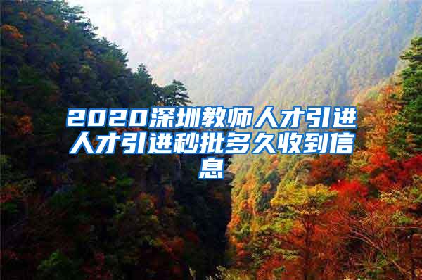 2020深圳教师人才引进人才引进秒批多久收到信息