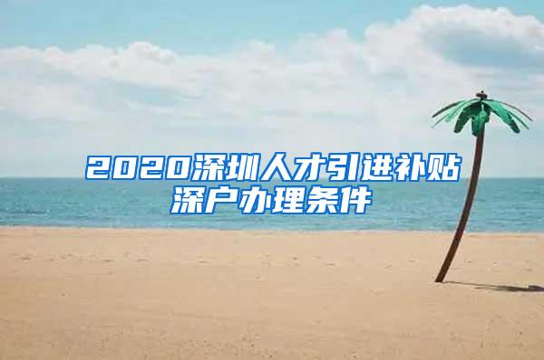 2020深圳人才引进补贴深户办理条件