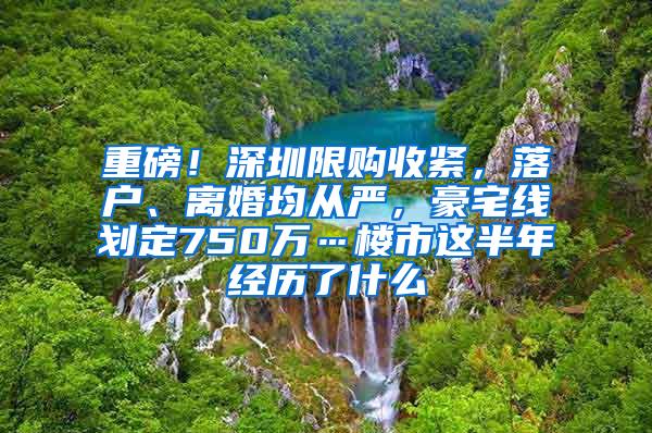 重磅！深圳限购收紧，落户、离婚均从严，豪宅线划定750万…楼市这半年经历了什么