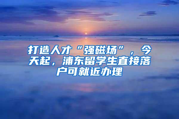 打造人才“强磁场”，今天起，浦东留学生直接落户可就近办理