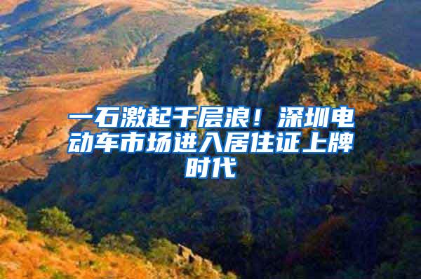 一石激起千层浪！深圳电动车市场进入居住证上牌时代