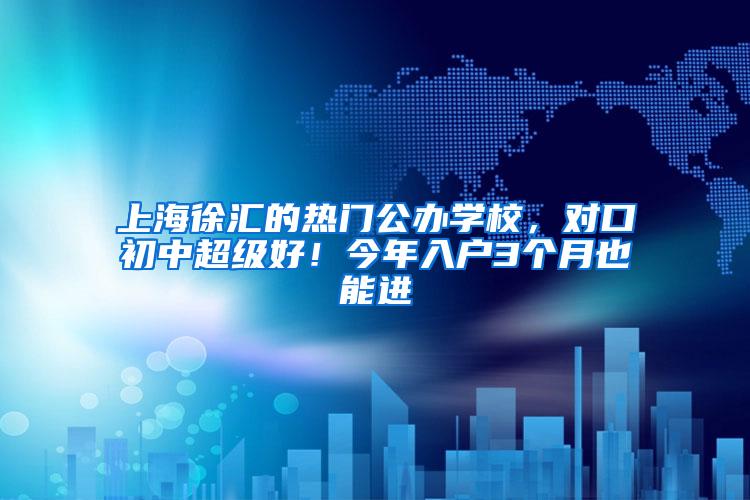 上海徐汇的热门公办学校，对口初中超级好！今年入户3个月也能进