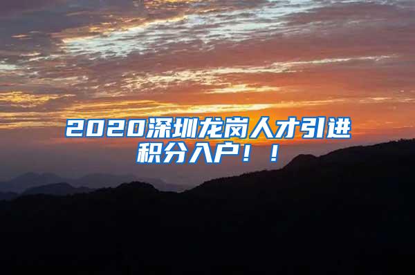 2020深圳龙岗人才引进积分入户！！