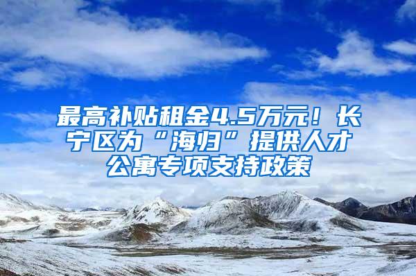 最高补贴租金4.5万元！长宁区为“海归”提供人才公寓专项支持政策