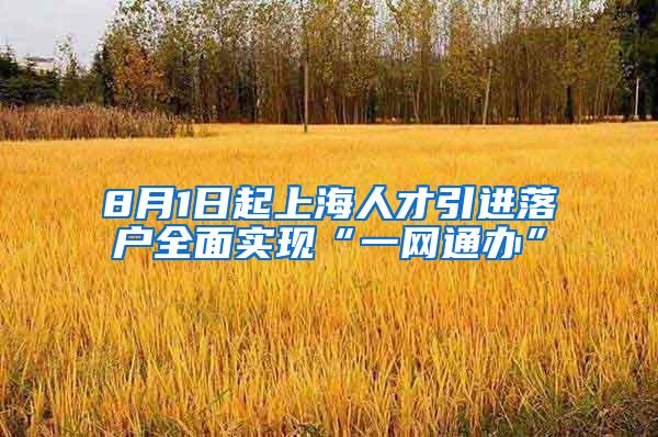 8月1日起上海人才引进落户全面实现“一网通办”