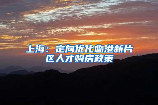 上海：定向优化临港新片区人才购房政策