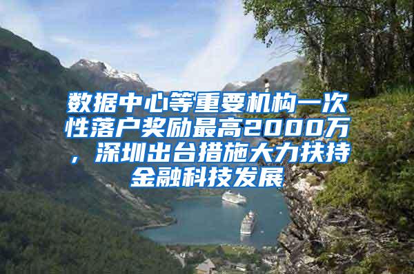 数据中心等重要机构一次性落户奖励最高2000万，深圳出台措施大力扶持金融科技发展