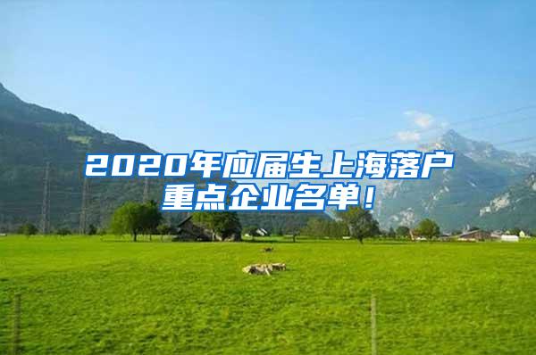 2020年应届生上海落户重点企业名单！