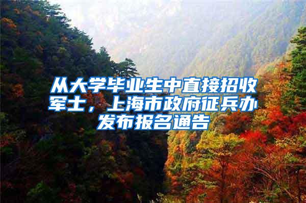 从大学毕业生中直接招收军士，上海市政府征兵办发布报名通告
