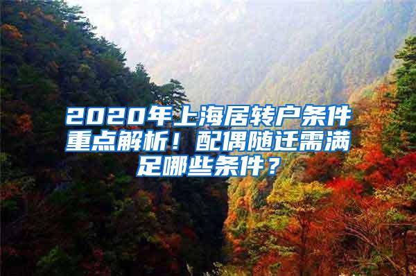 2020年上海居转户条件重点解析！配偶随迁需满足哪些条件？