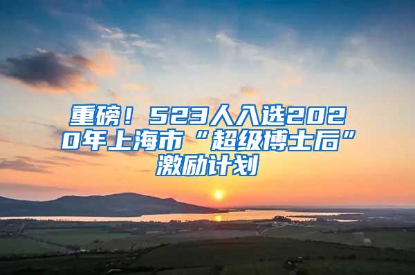 重磅！523人入选2020年上海市“超级博士后”激励计划