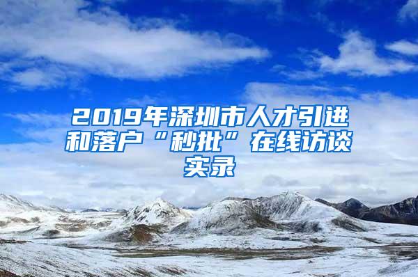 2019年深圳市人才引进和落户“秒批”在线访谈实录