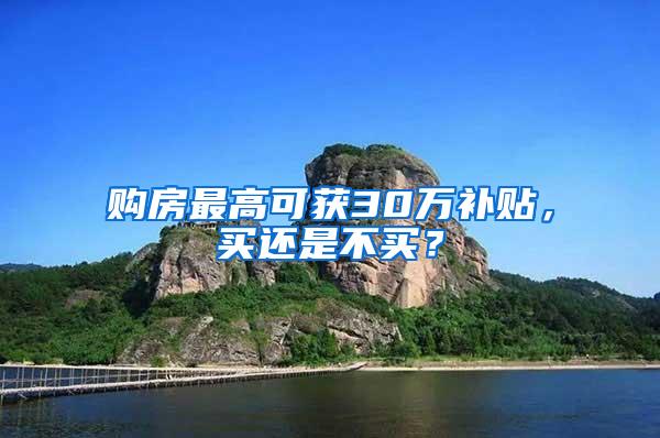 购房最高可获30万补贴，买还是不买？