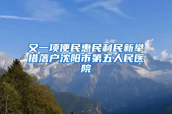 又一项便民惠民利民新举措落户沈阳市第五人民医院