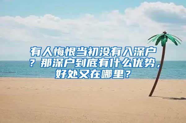 有人悔恨当初没有入深户？那深户到底有什么优势，好处又在哪里？