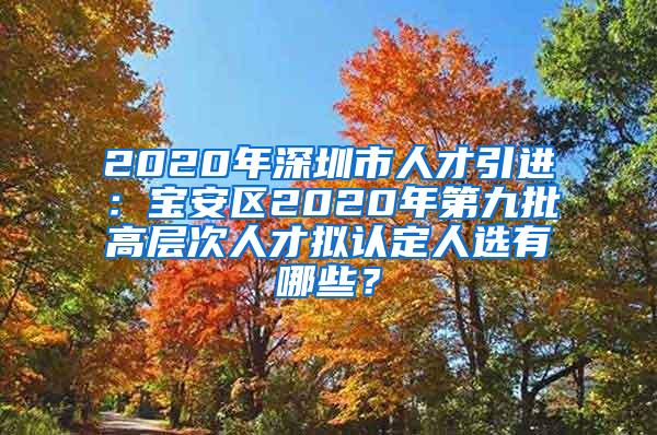 2020年深圳市人才引进：宝安区2020年第九批高层次人才拟认定人选有哪些？