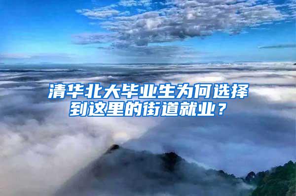 清华北大毕业生为何选择到这里的街道就业？