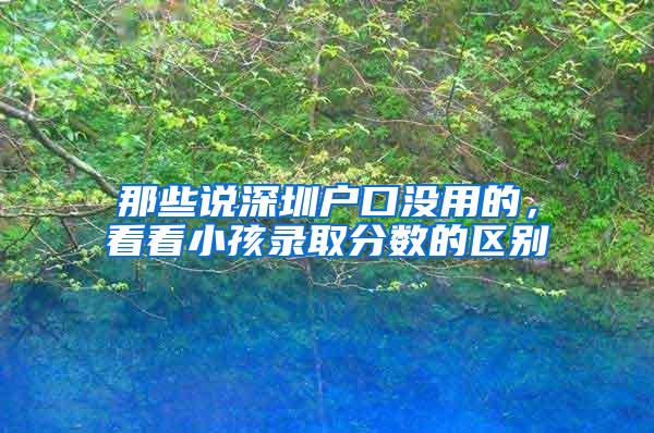 那些说深圳户口没用的，看看小孩录取分数的区别