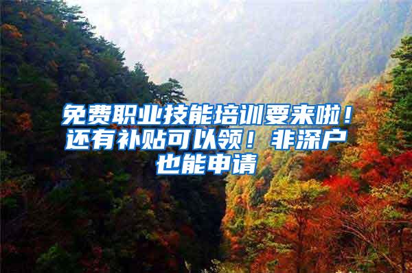 免费职业技能培训要来啦！还有补贴可以领！非深户也能申请