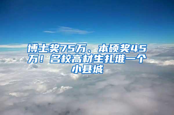 博士奖75万、本硕奖45万！名校高材生扎堆一个小县城