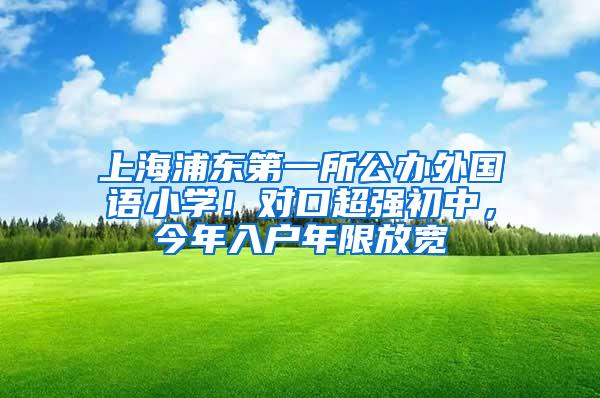 上海浦东第一所公办外国语小学！对口超强初中，今年入户年限放宽