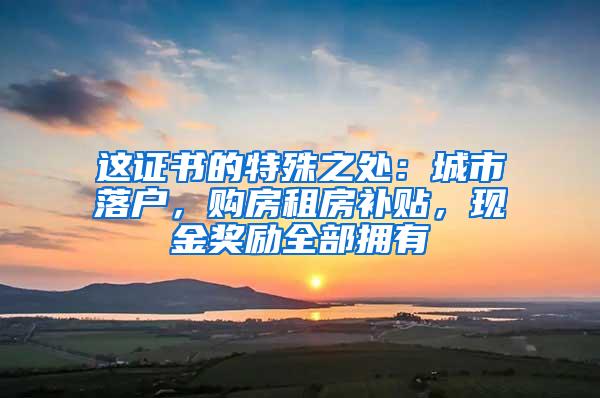 这证书的特殊之处：城市落户，购房租房补贴，现金奖励全部拥有
