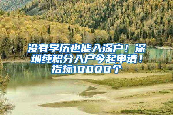 没有学历也能入深户！深圳纯积分入户今起申请！指标10000个