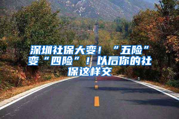 深圳社保大变！“五险”变“四险”！以后你的社保这样交