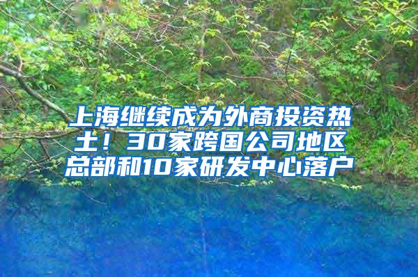 上海继续成为外商投资热土！30家跨国公司地区总部和10家研发中心落户