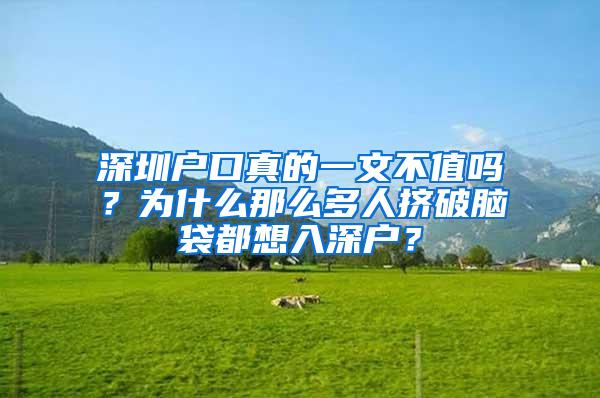 深圳户口真的一文不值吗？为什么那么多人挤破脑袋都想入深户？