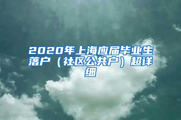 2020年上海应届毕业生落户（社区公共户）超详细
