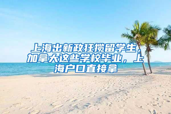 上海出新政狂揽留学生，加拿大这些学校毕业，上海户口直接拿