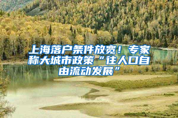 上海落户条件放宽！专家称大城市政策“往人口自由流动发展”