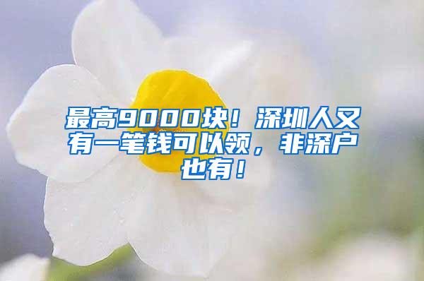 最高9000块！深圳人又有一笔钱可以领，非深户也有！