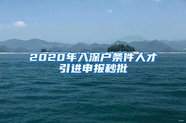 2020年入深户条件人才引进申报秒批