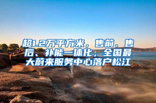 超1.2万平方米，售前、售后、补能一体化，全国最大蔚来服务中心落户松江