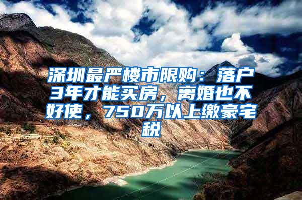 深圳最严楼市限购：落户3年才能买房，离婚也不好使，750万以上缴豪宅税