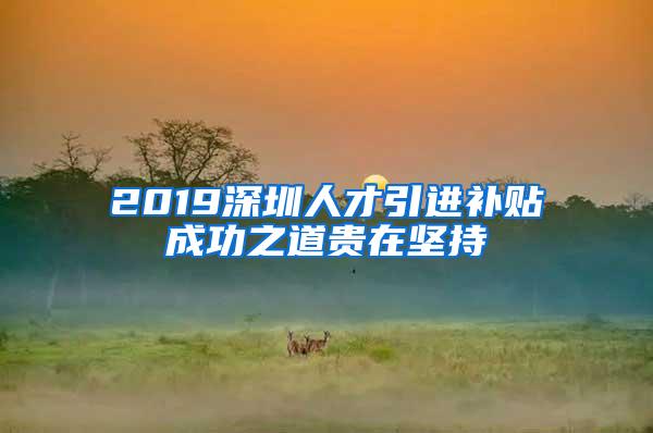 2019深圳人才引进补贴成功之道贵在坚持