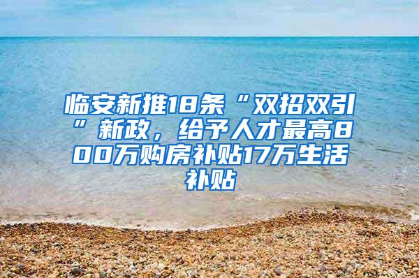 临安新推18条“双招双引”新政，给予人才最高800万购房补贴17万生活补贴