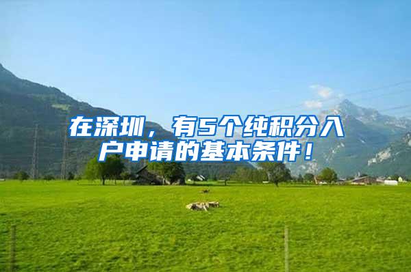 在深圳，有5个纯积分入户申请的基本条件！