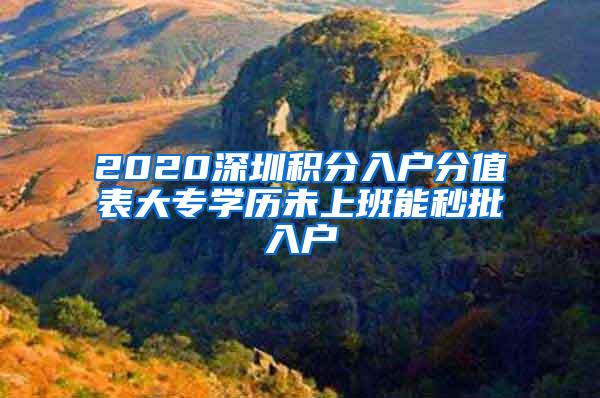 2020深圳积分入户分值表大专学历未上班能秒批入户