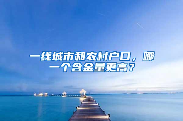 一线城市和农村户口，哪一个含金量更高？