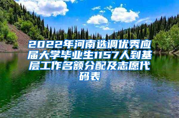 2022年河南选调优秀应届大学毕业生1157人到基层工作名额分配及志愿代码表