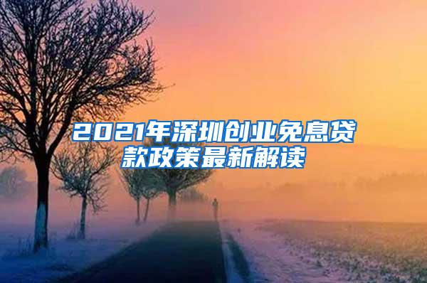 2021年深圳创业免息贷款政策最新解读