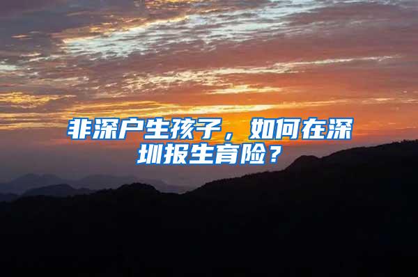 非深户生孩子，如何在深圳报生育险？