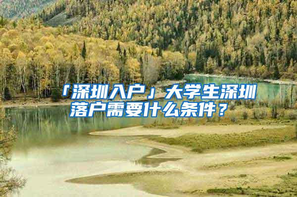 「深圳入户」大学生深圳落户需要什么条件？