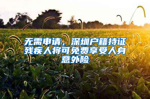 无需申请，深圳户籍持证残疾人将可免费享受人身意外险