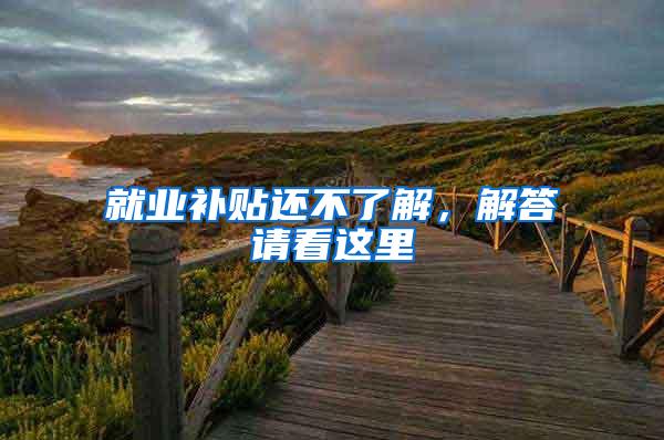 就业补贴还不了解，解答请看这里→