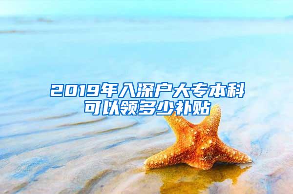 2019年入深户大专本科可以领多少补贴