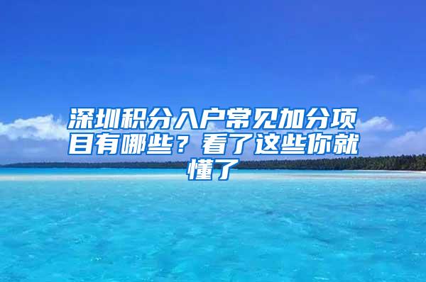 深圳积分入户常见加分项目有哪些？看了这些你就懂了